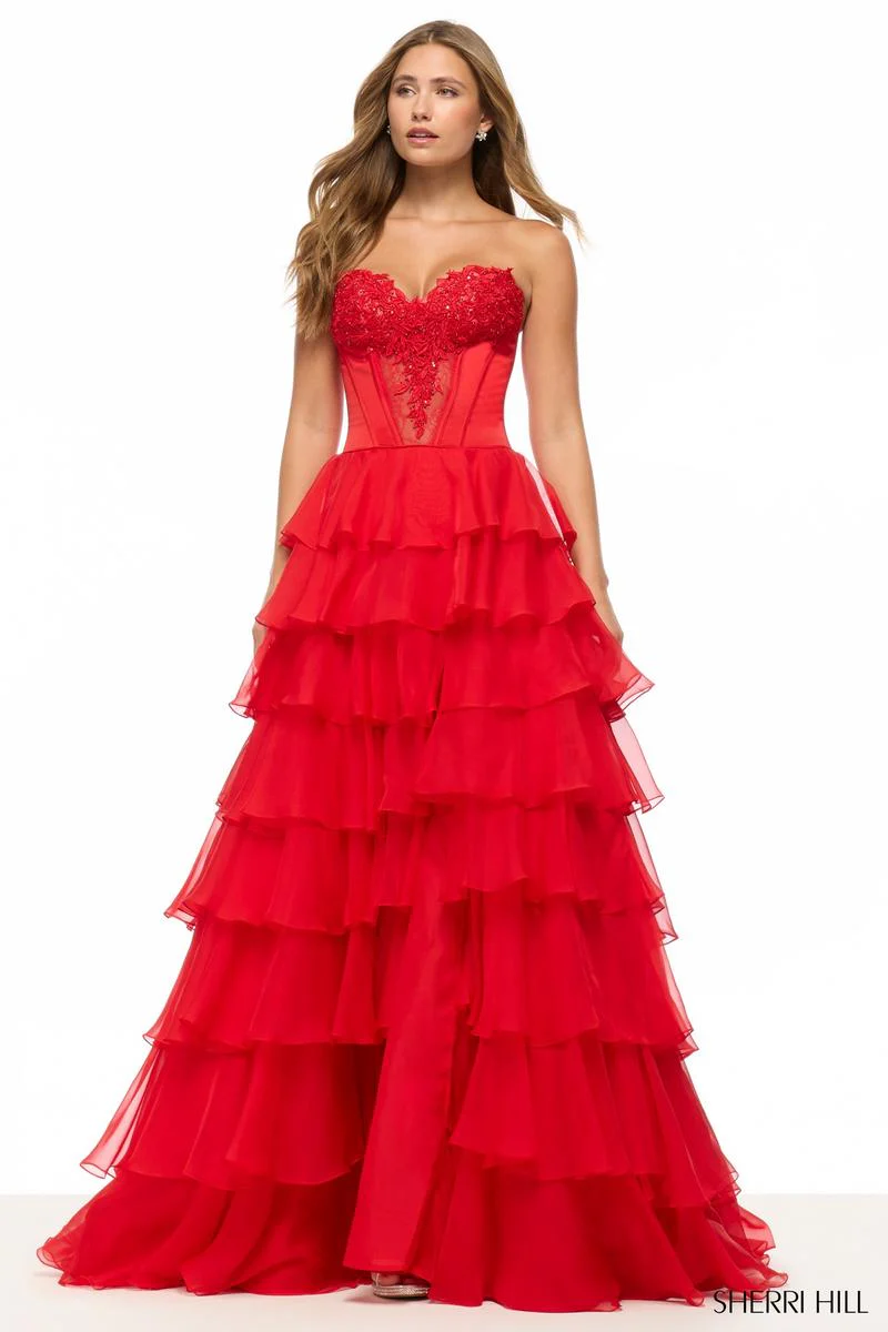 Sherri Hill Corset Ruffle Prom Dress 57714 - Image 3