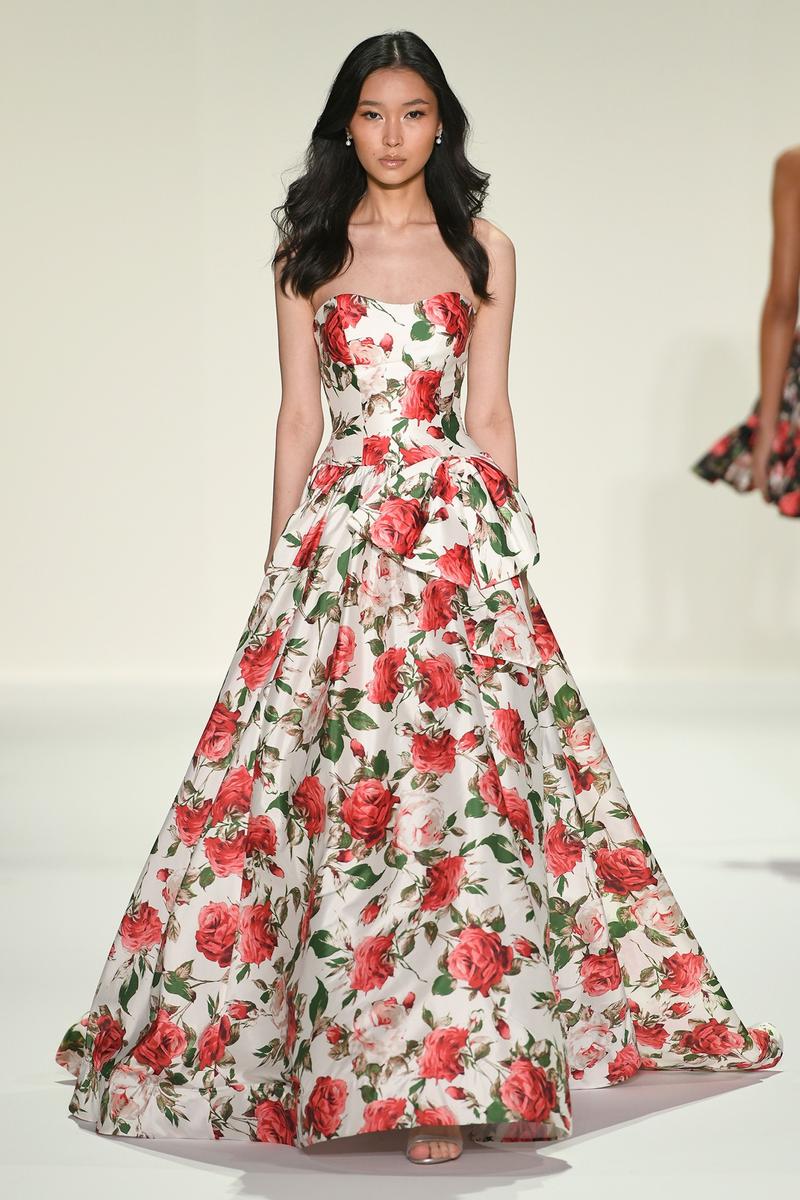 Sherri Hill Strapless Rose Print Prom Dress 57724