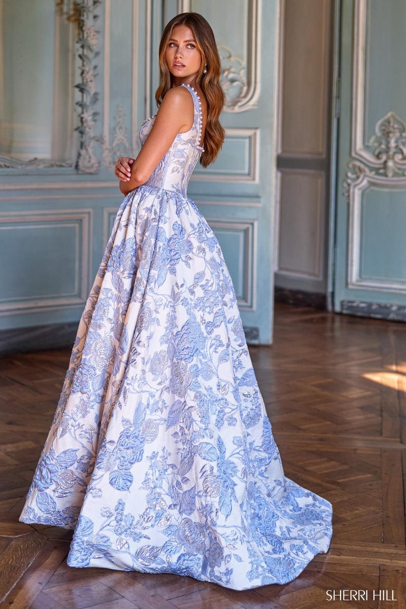Sherri Hill Basque Waist Brocade Prom Dress 57731 - Image 2