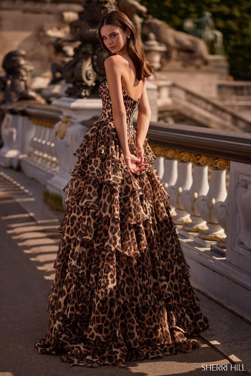 Sherri Hill Ruffle Cheetah Prom Dress 57733 - Image 2