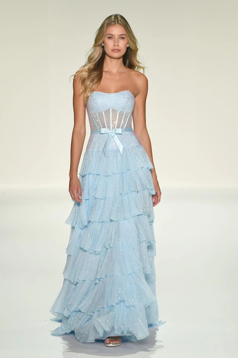 Sherri Hill Heat Stone Corset Ruffle Prom Dress 57739