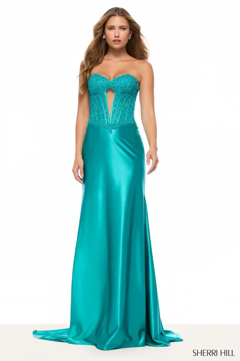 Sherri Hill Lace Keyhole Corset Prom Dress 57749 - Image 3