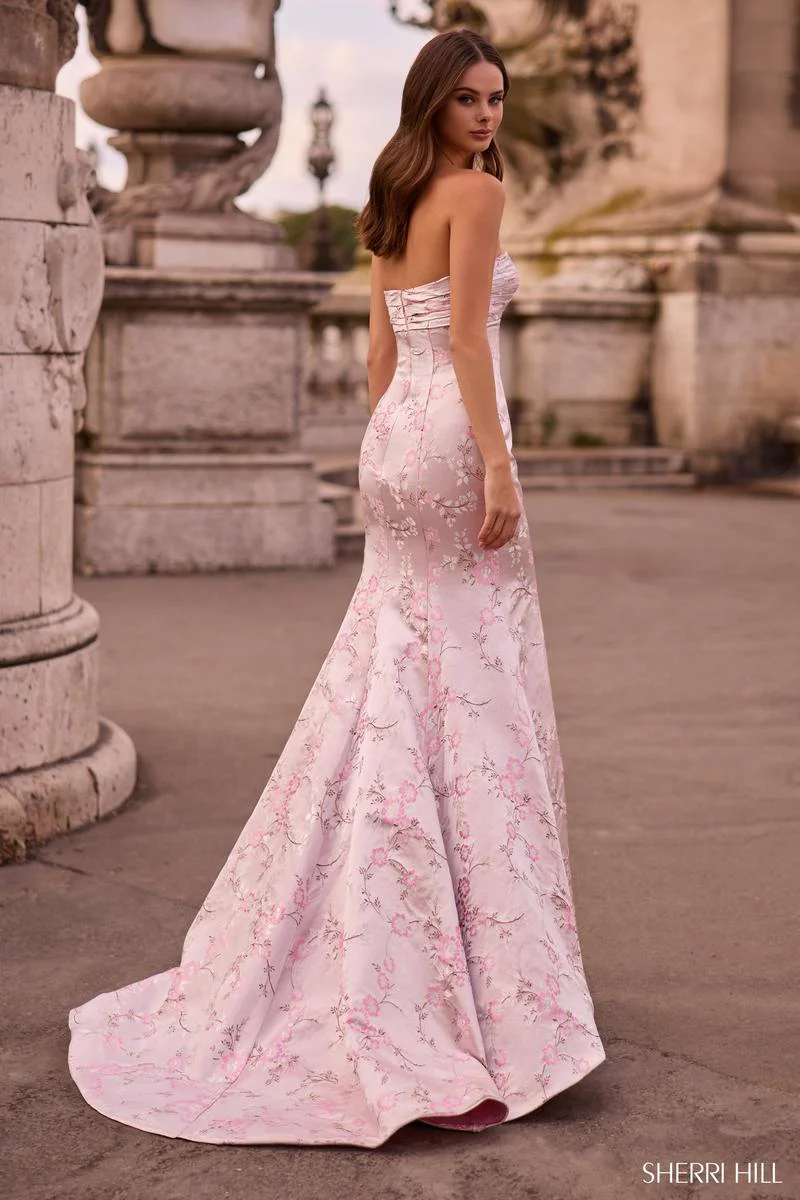Sherri Hill Strapless Floral Brocade Prom Dress 57751 - Image 2