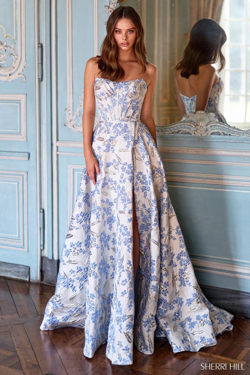 Sherri Hill Strapless Brocade Prom Dress 57755 - Image 3