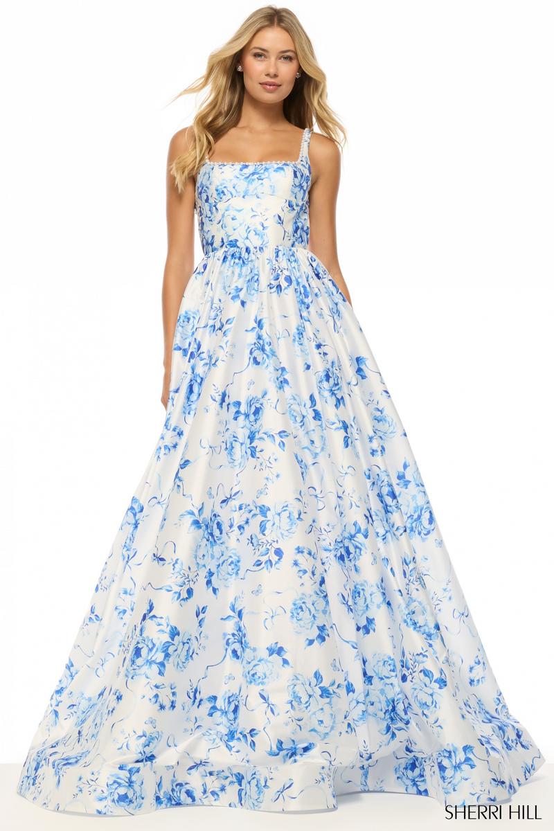 Sherri Hill A-Line Floral Print Prom Dress 57789