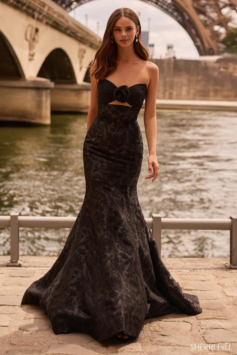 Sherri Hill Strapless Brocade Prom Dress 57792