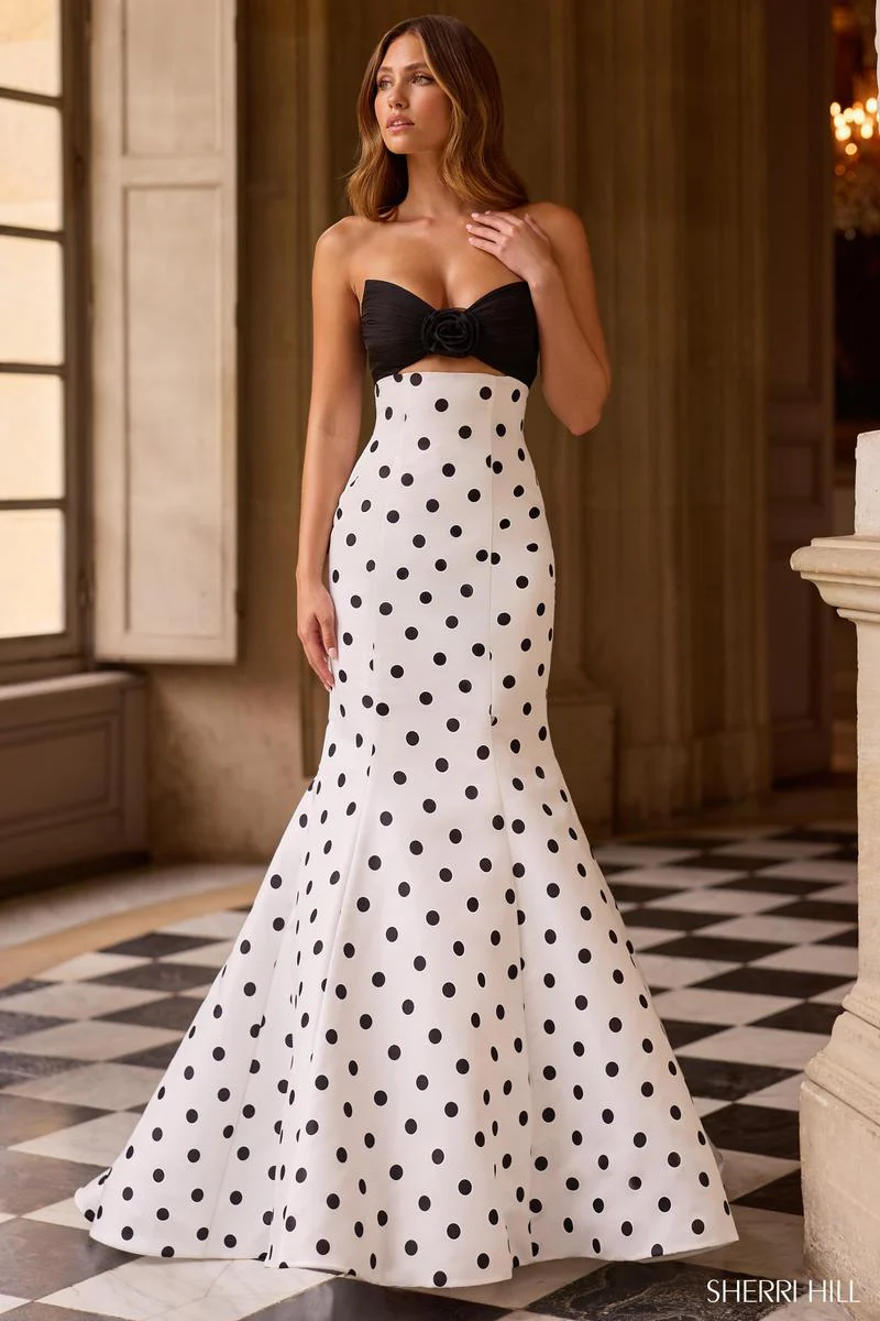 Sherri Hill Mermaid Polka Dot Prom Dress 57800 - Image 3