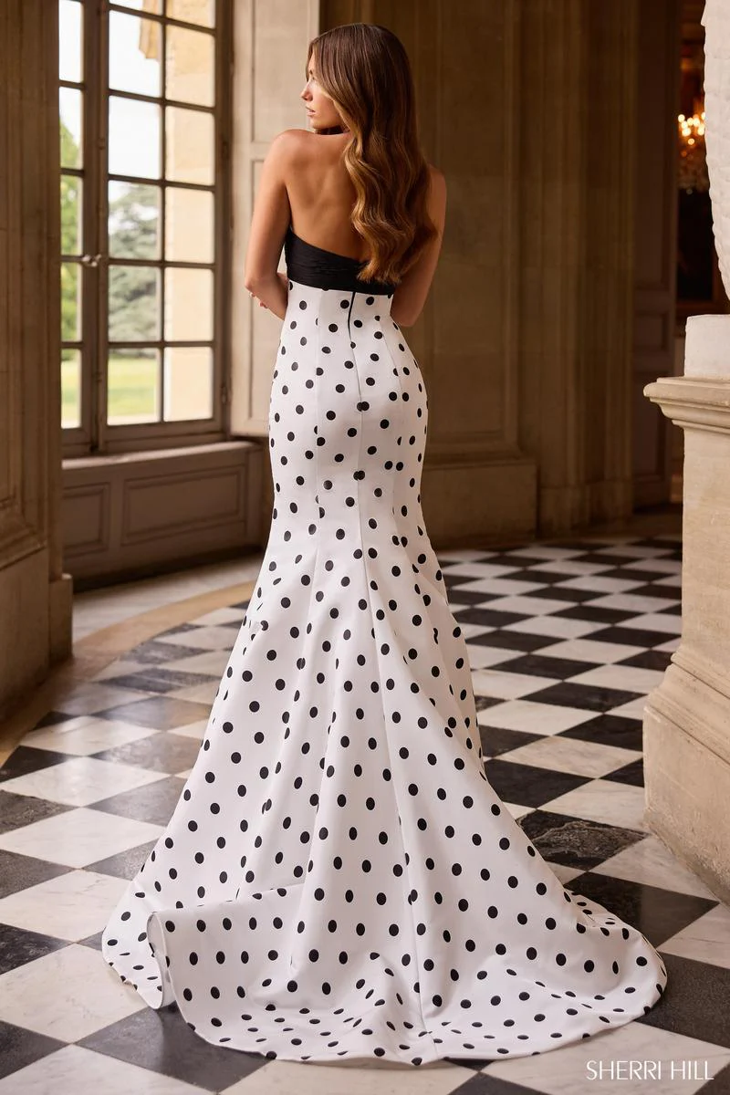 Sherri Hill Mermaid Polka Dot Prom Dress 57800 - Image 4