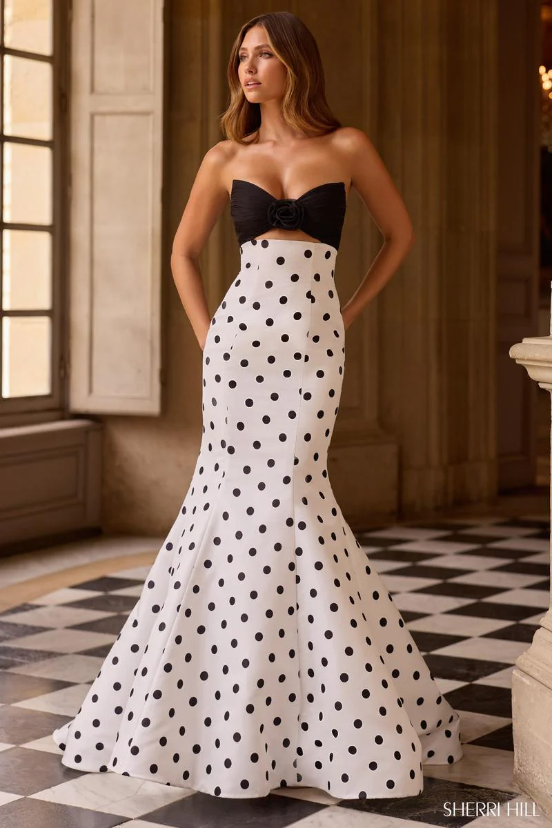 Sherri Hill Mermaid Polka Dot Prom Dress 57800 - Image 5