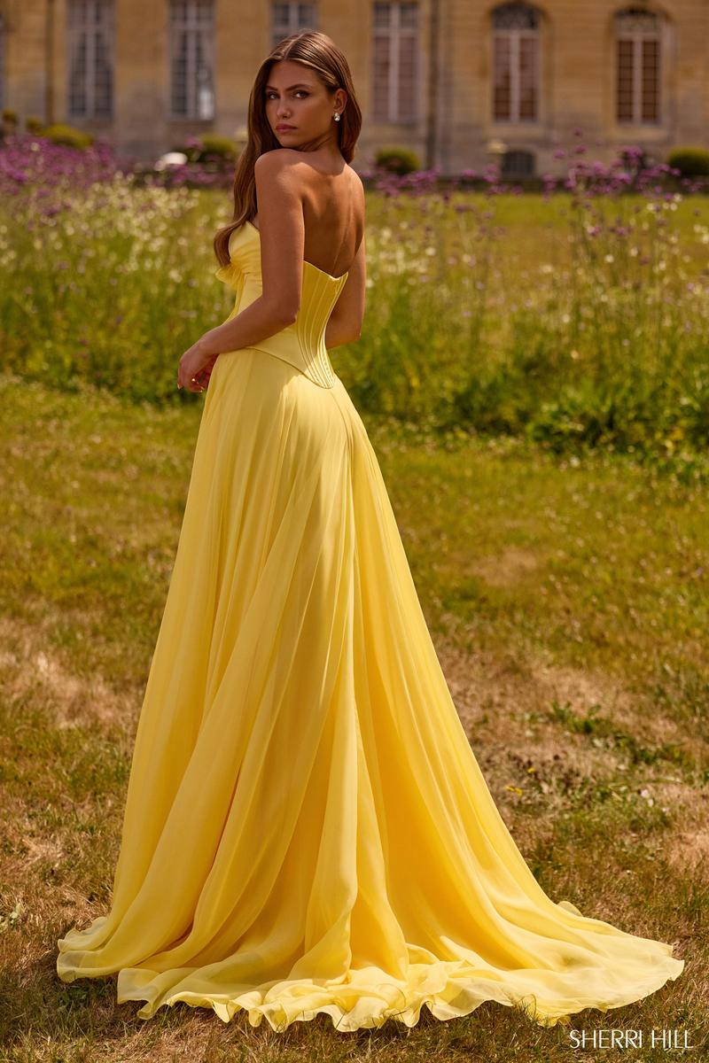 Sherri Hill Strapless A-Line Chiffon Prom Dress 57810 - Image 3