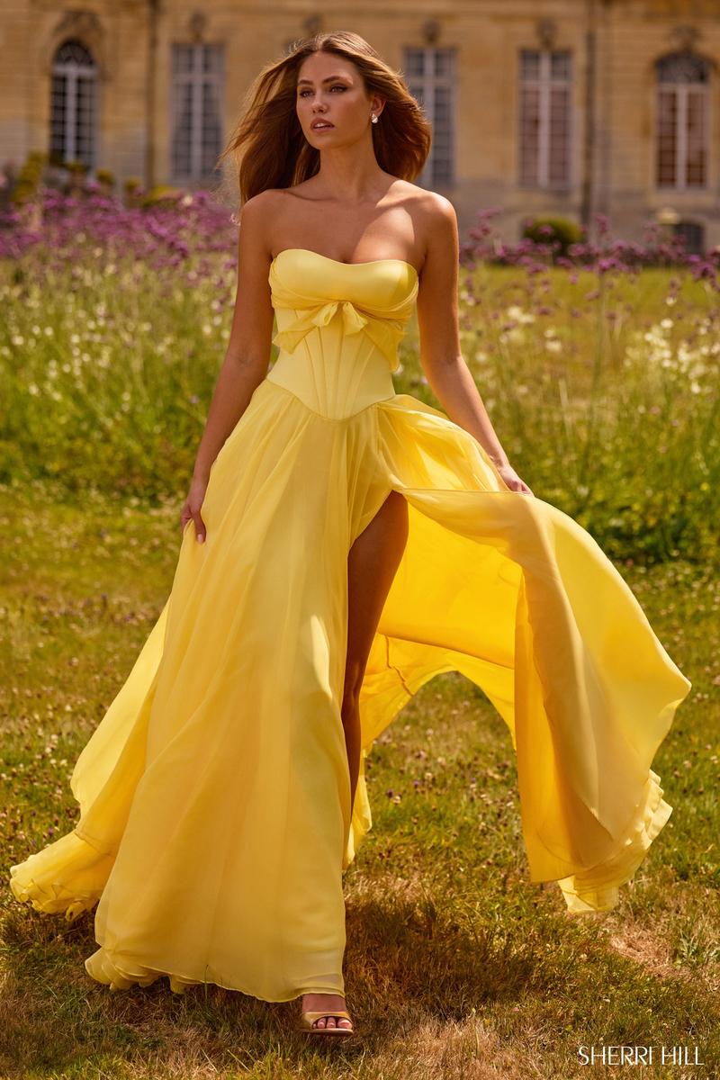 Sherri Hill Strapless A-Line Chiffon Prom Dress 57810 - Image 4