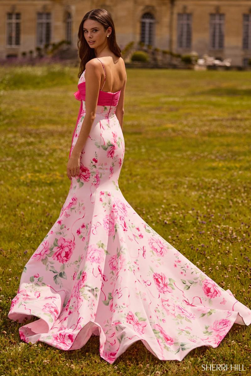 Sherri Hill Floral Print Mermaid Prom Dress 57834 - Image 2