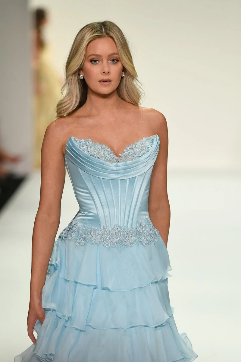 Sherri Hill Lace Detail Corset Ruffle Prom Dress 57868 - Image 2