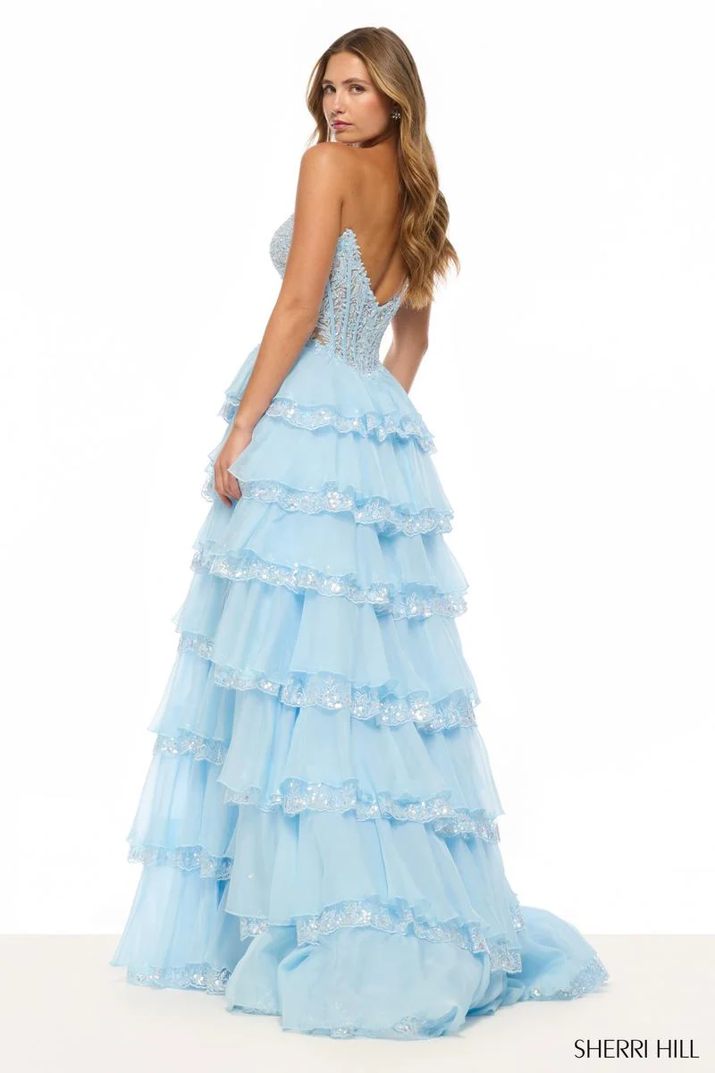 Sherri Hill Tiered Ruffle Lace Corset Prom Dress 57885 - Image 2