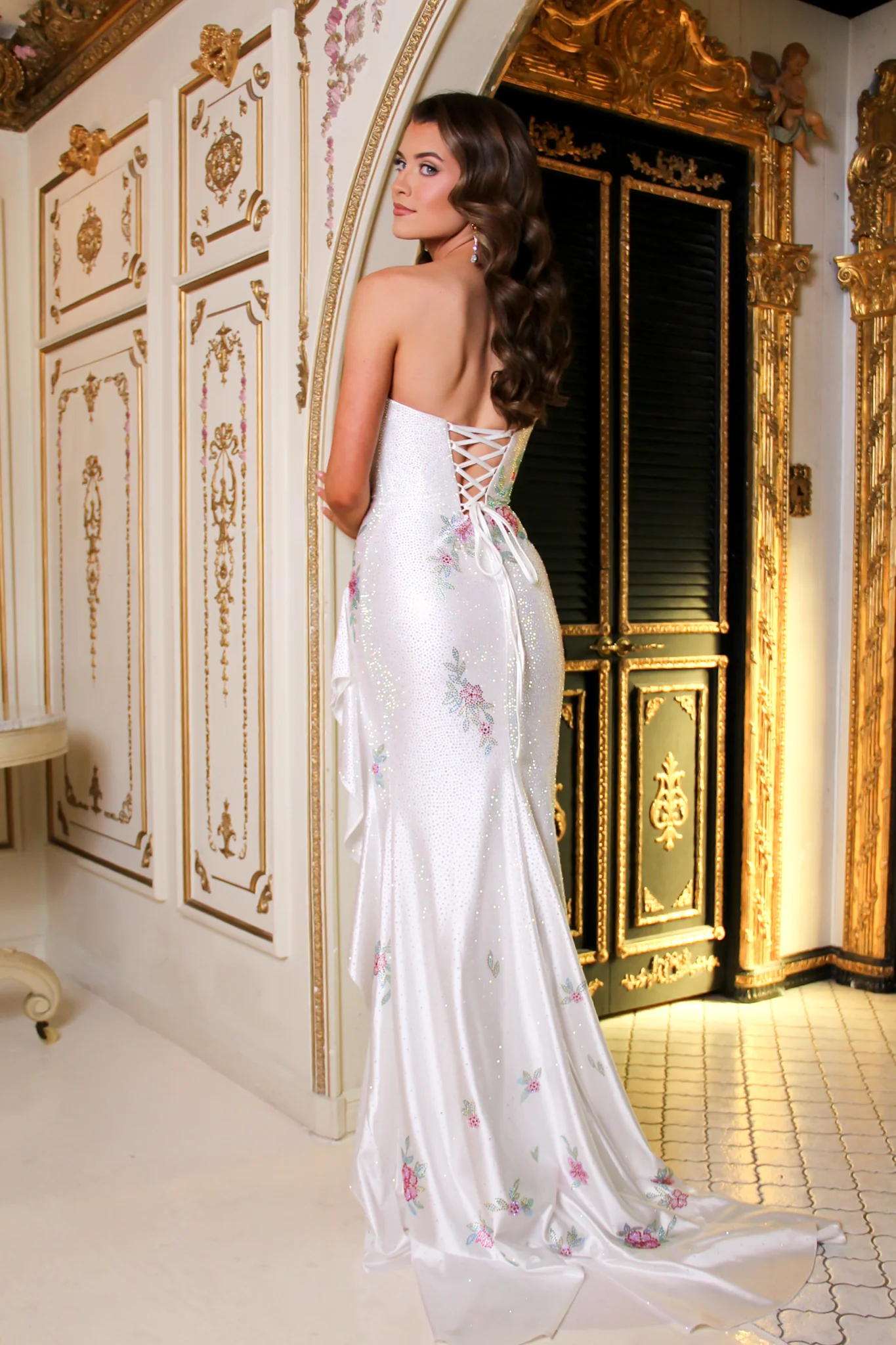 Sherri Hill Heat Stone Side Ruffle Prom Dress 57984 - Image 2