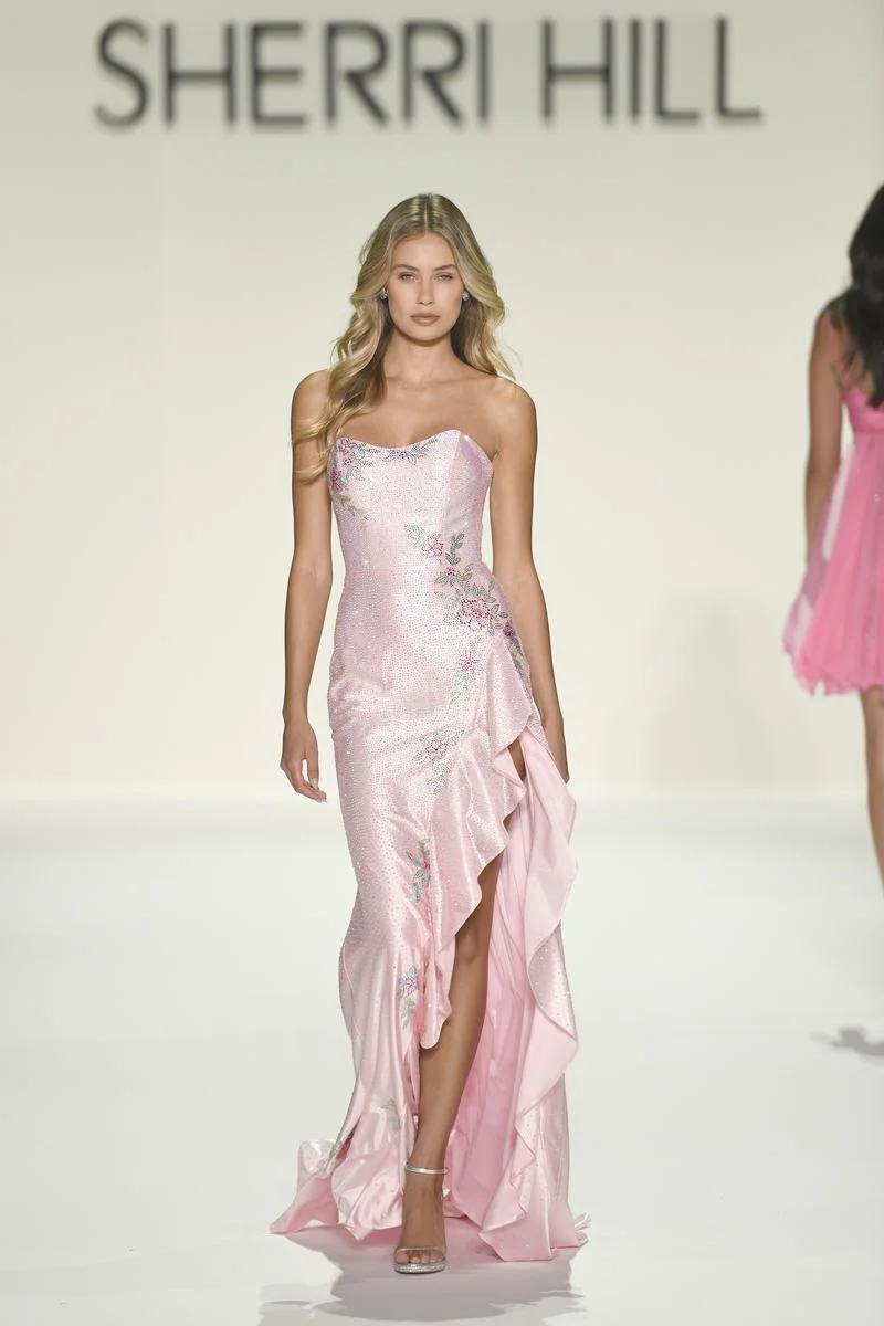 Sherri Hill Heat Stone Side Ruffle Prom Dress 57984 - Image 4