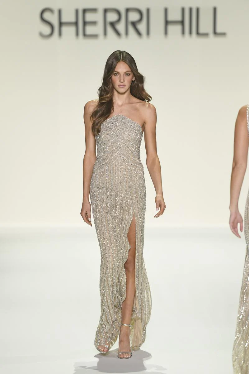 Sherri Hill Strapless Beaded Long Prom Dress 67125