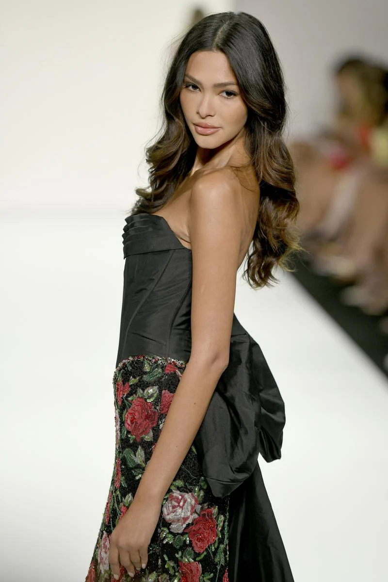 Sherri Hill Floral Print Corset Bow Prom Dress 67204 - Image 3