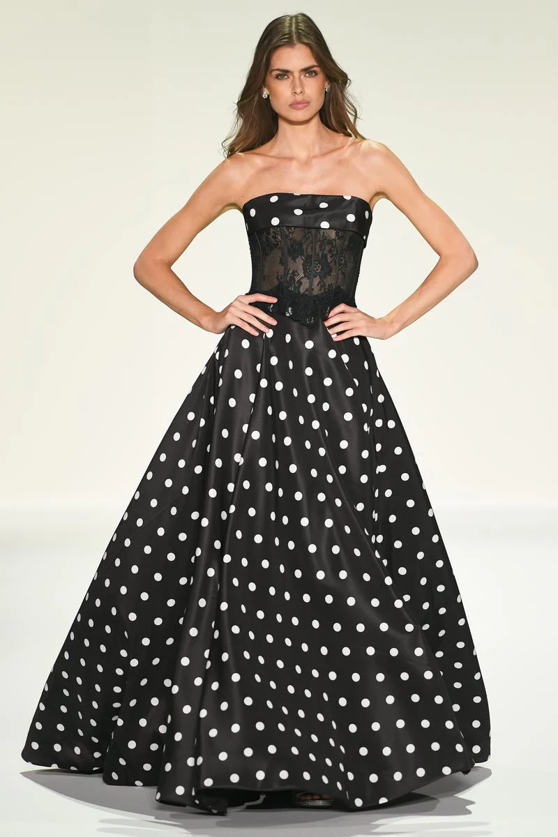 Sherri Hill Polka Dot Illusion Ball Gown Dress 57988 - Image 2
