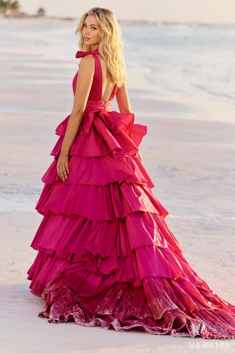 Sherri Hill Taffeta Ruffle Ball Gown 56035 - Image 2