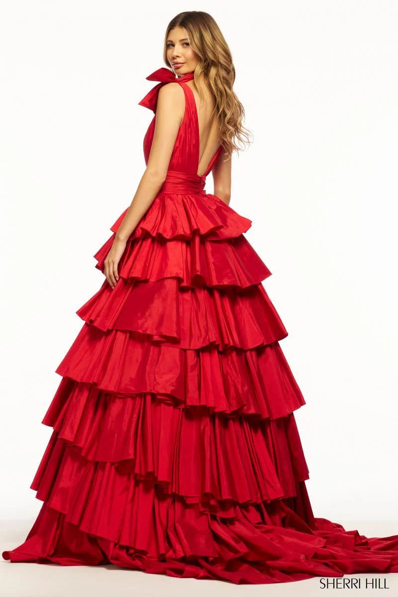 Sherri Hill Taffeta Ruffle Ball Gown 56035 - Image 4