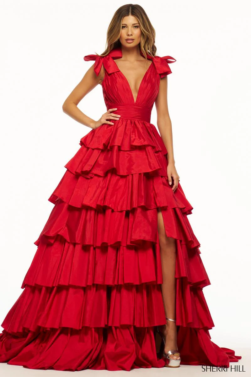 Sherri Hill Taffeta Ruffle Ball Gown 56035 - Image 5