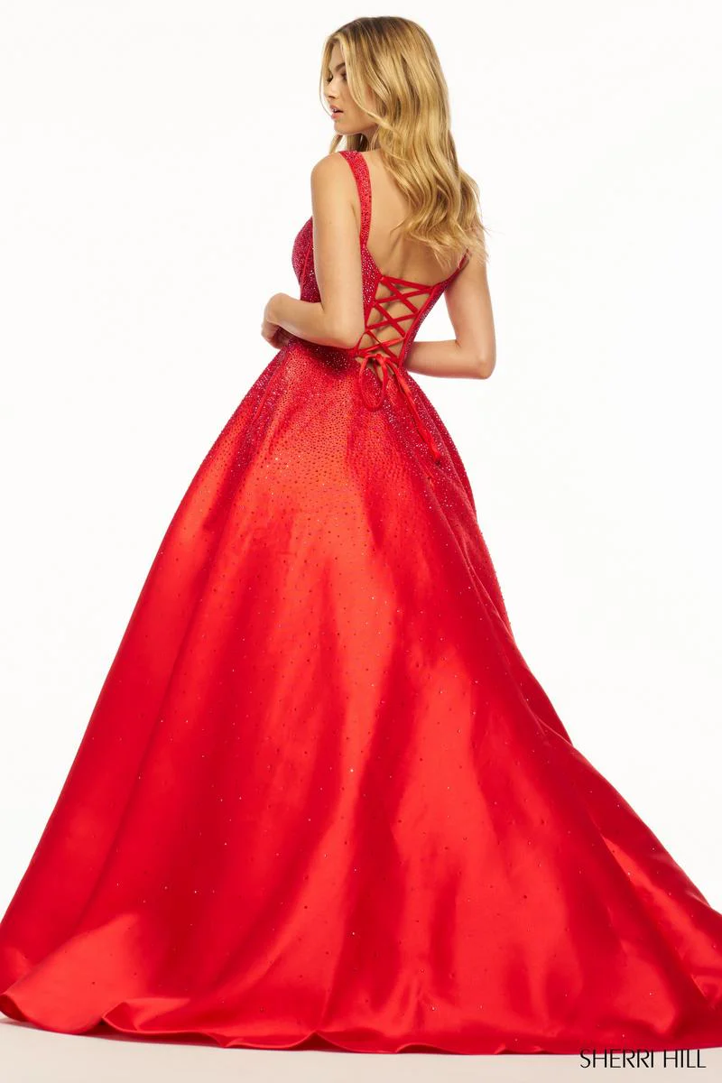 Sherri Hill Mikado Hot Fix Stone Ball Gown Prom Dress 56106 - Image 2