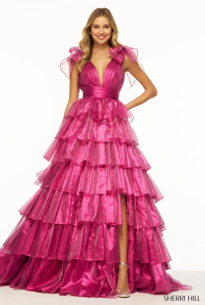Sherri Hill Organza Ruffle Prom Dress 56127 - Image 4