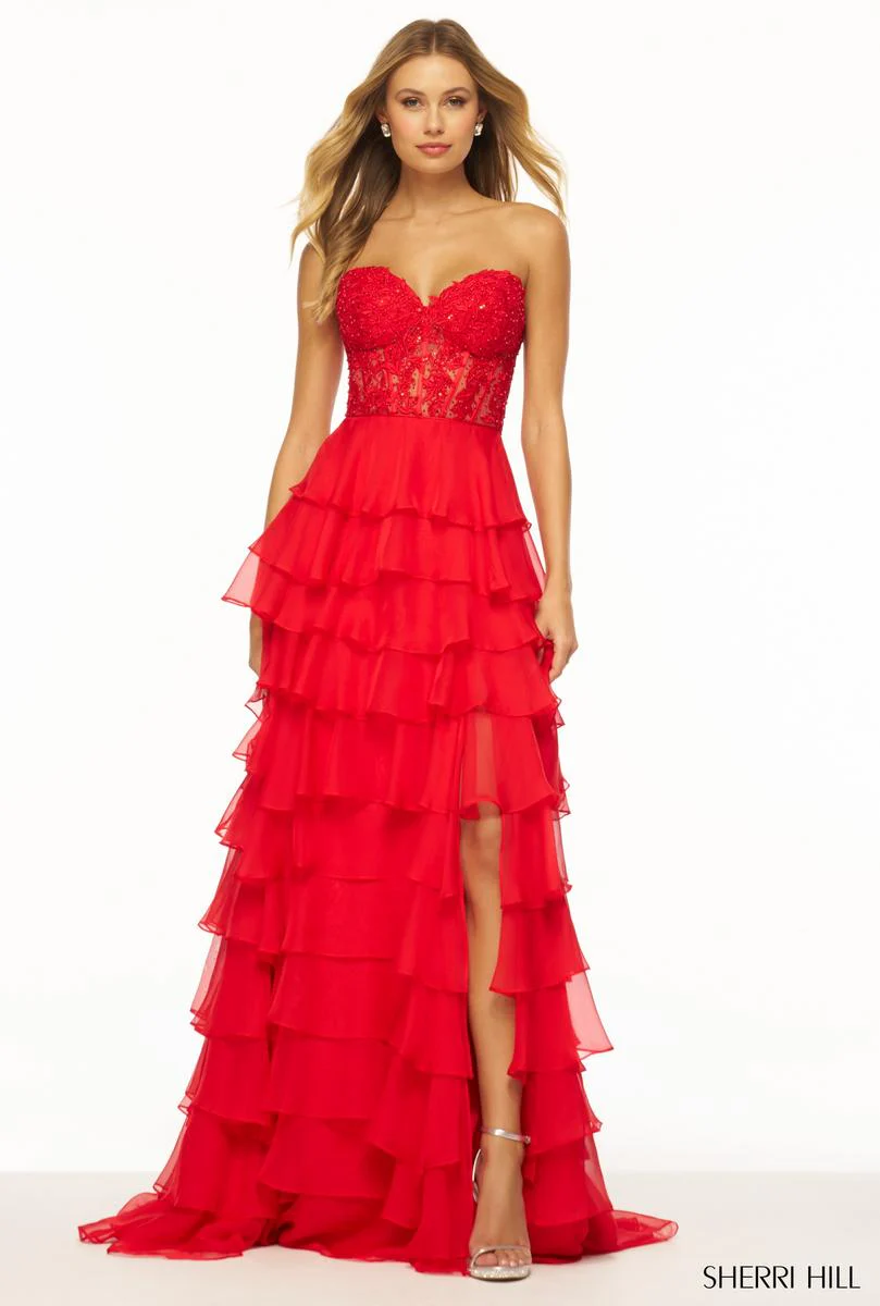 Sherri Hill Ruffle Corset Prom Dress 56162 - B - Image 4