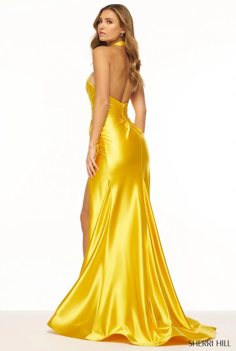 Sherri Hill Halter Satin Prom Dress 56259 - Image 2
