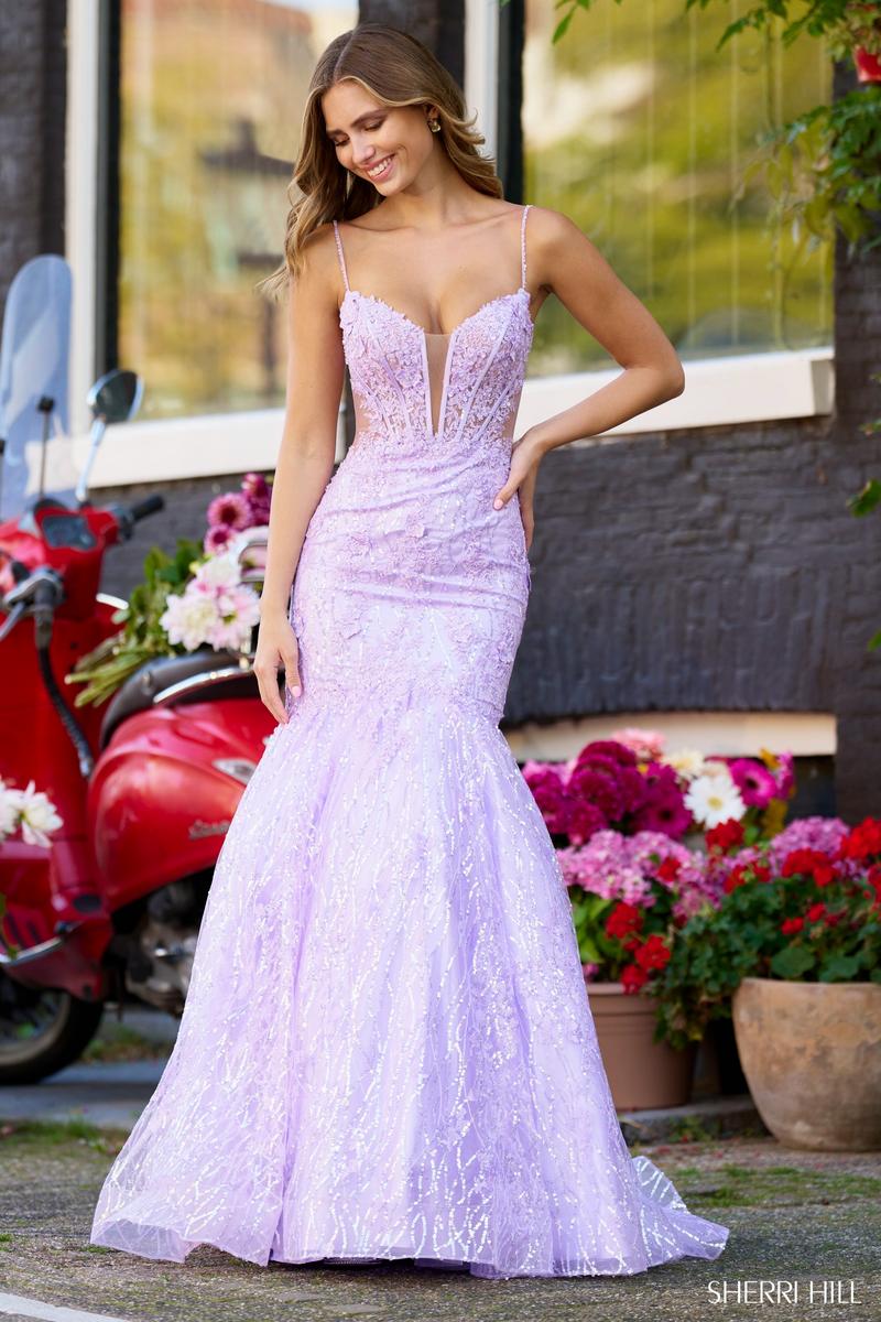 Sherri Hill Sequined Lace Mermaid Dress 56313 - Image 3