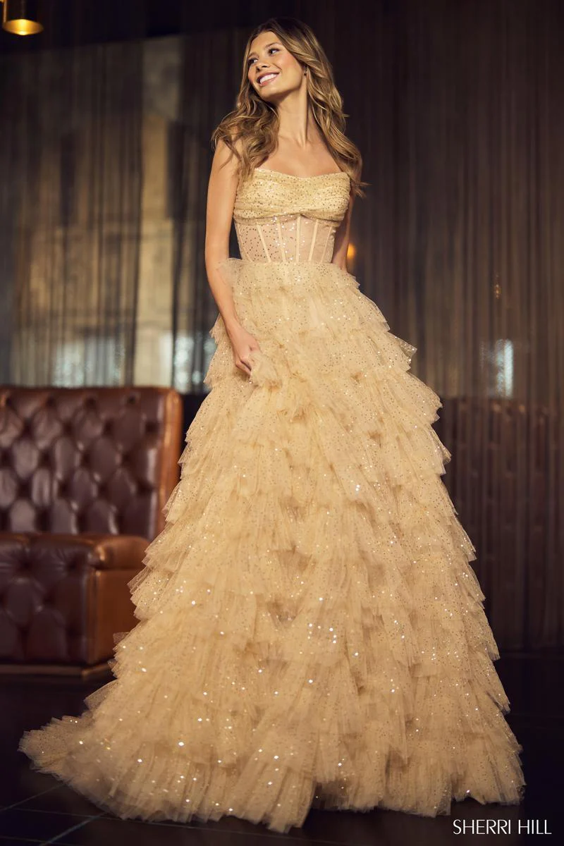 Sherri Hill Sparkly Ruffle Ball Gown 55950 55950 - Image 3