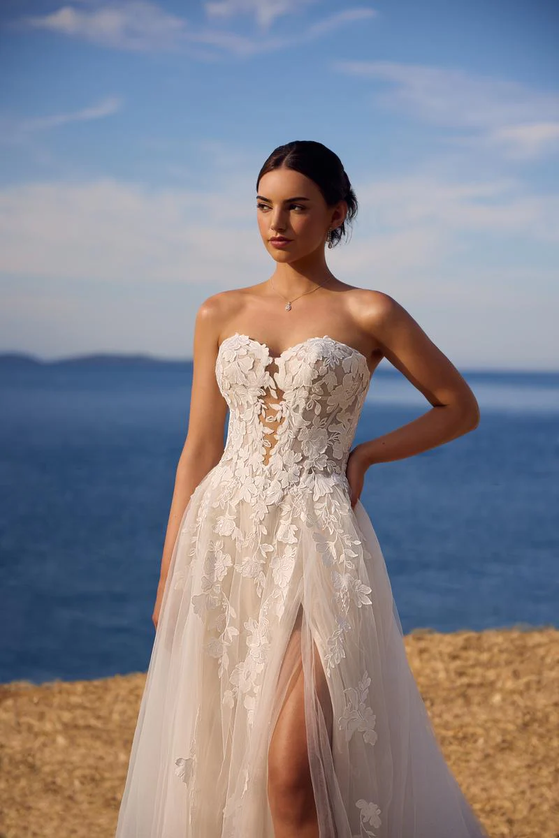 Sophia Tolli "Betty" A-line Lace Bridal Gown with Slit - Image 3