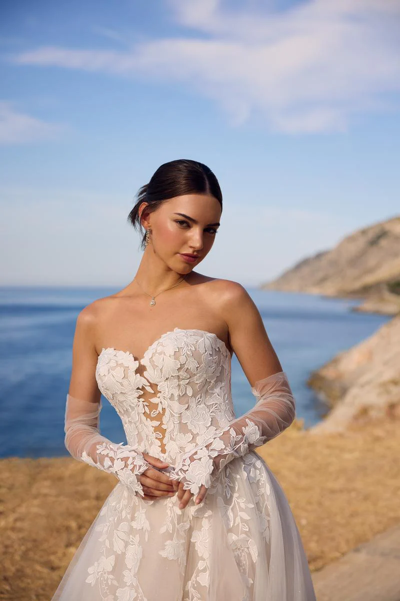 Sophia Tolli "Betty" A-line Lace Bridal Gown with Slit - Image 5