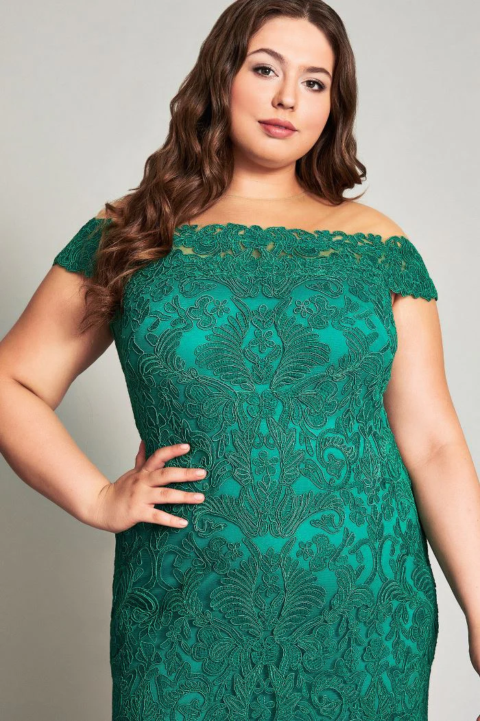 Tadashi Shoji Lace Dupre Off-The-Shoulder Gown ALX17021L - Image 2