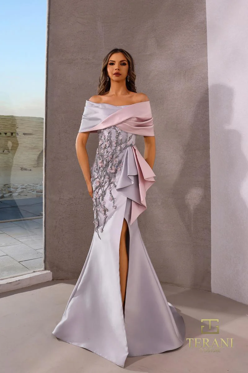 Terani Bodycon Mikado Ruffle Evening Dress 252M5324 - Image 5