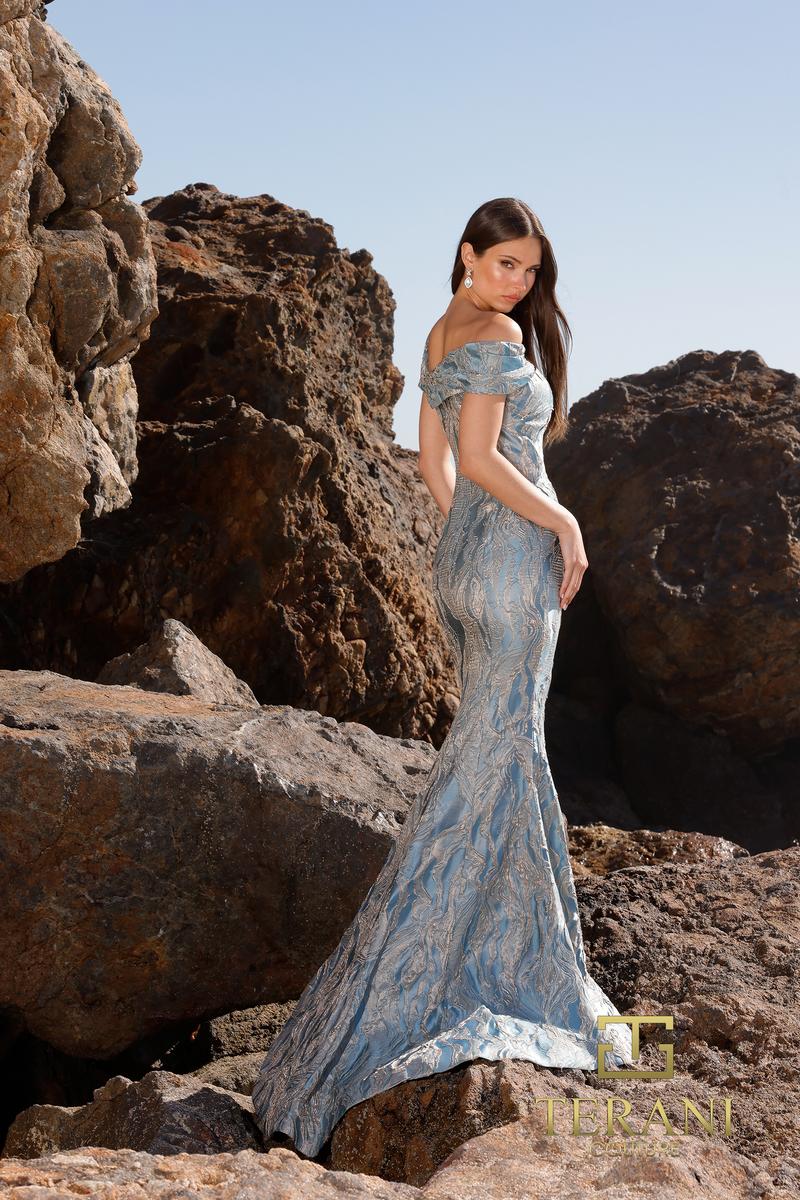 Terani Brocade Bodycon Long Evening Dress 252M5520 - Image 2