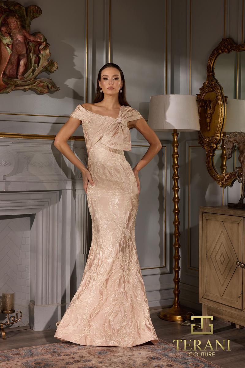 Terani Brocade Bodycon Long Evening Dress 252M5520 - Image 5