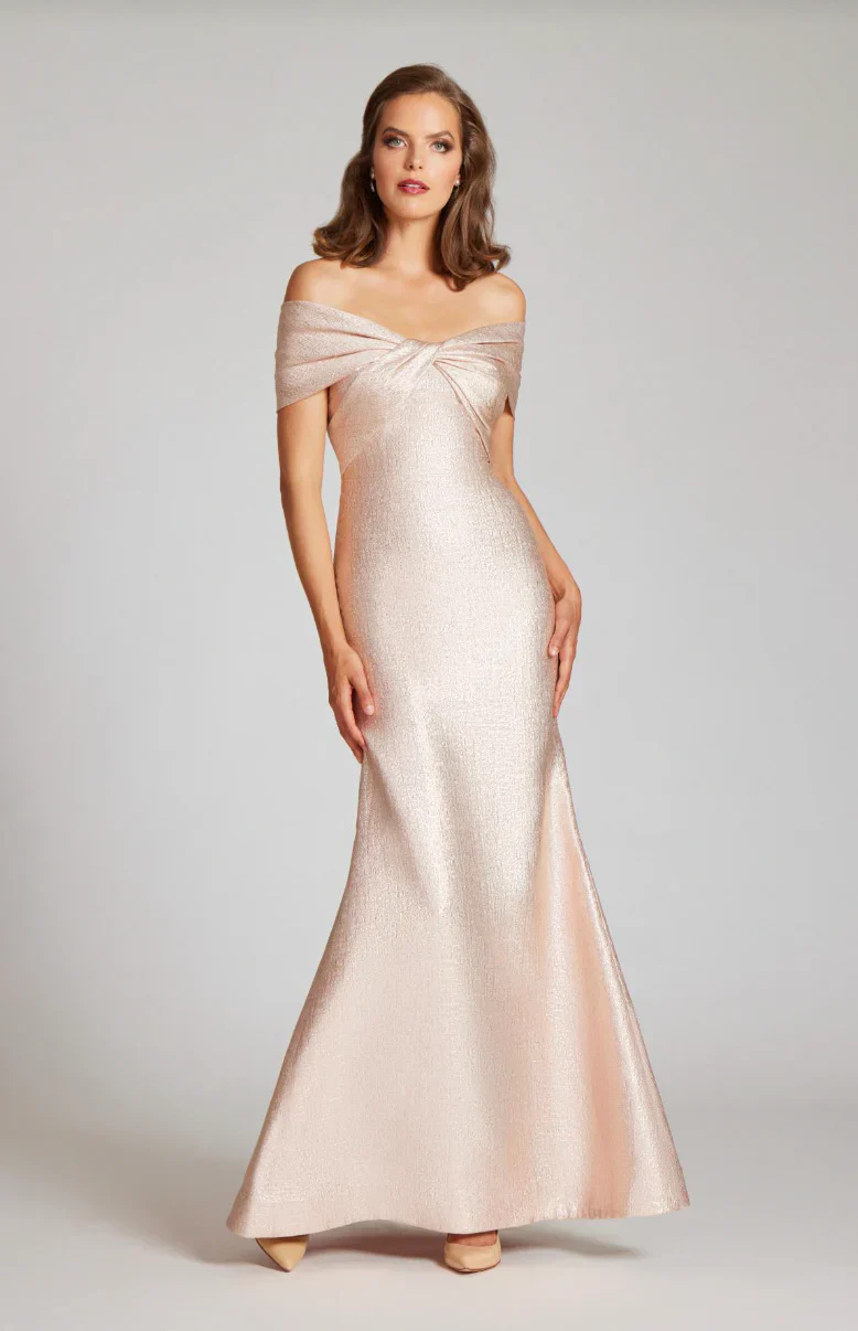 Teri Jon Jacquard Twist Bodice Off Shoulder Evening Dress 239042 - Image 9