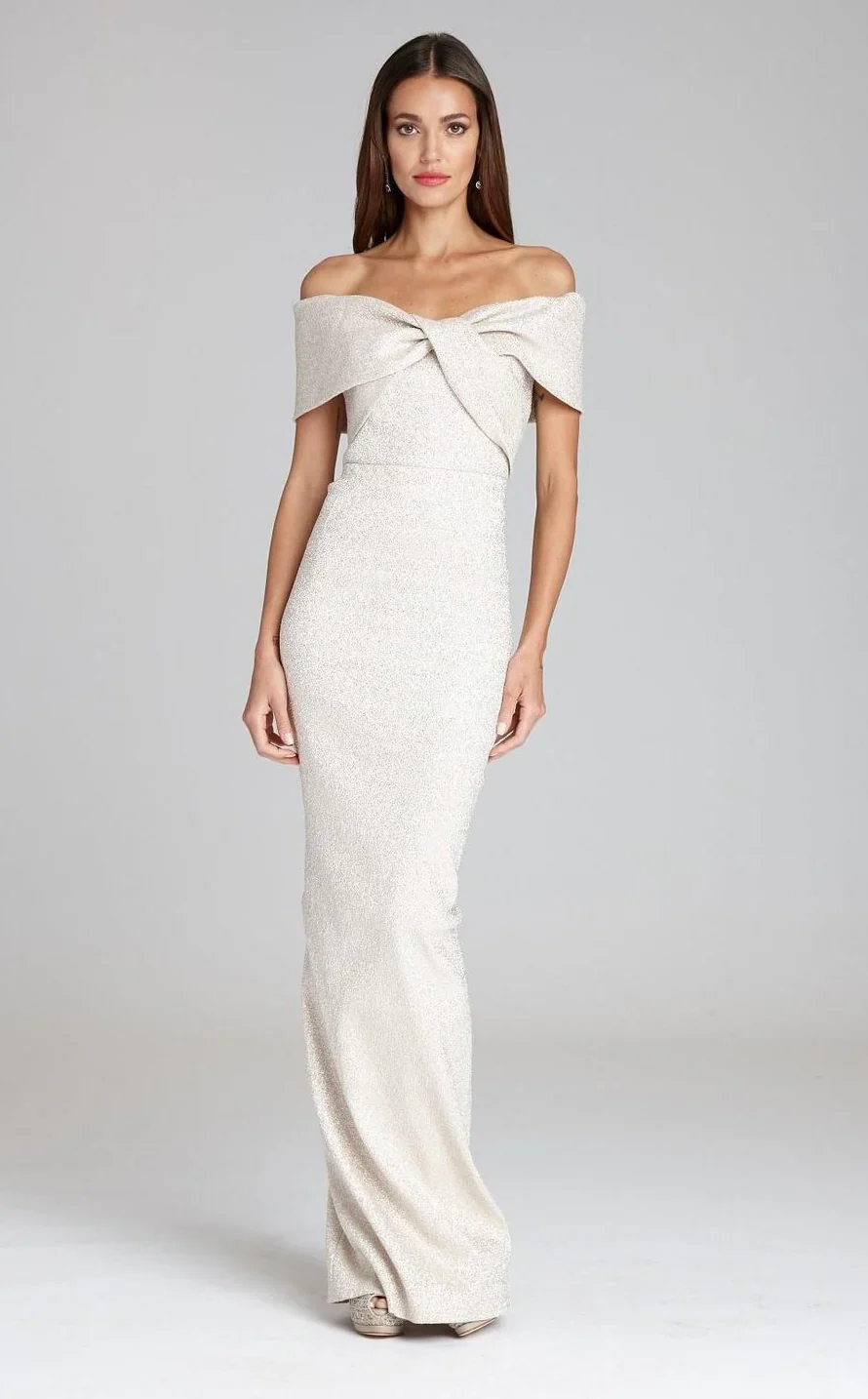 Teri Jon Metallic Twist Front Evening Gown 209097 - Image 3