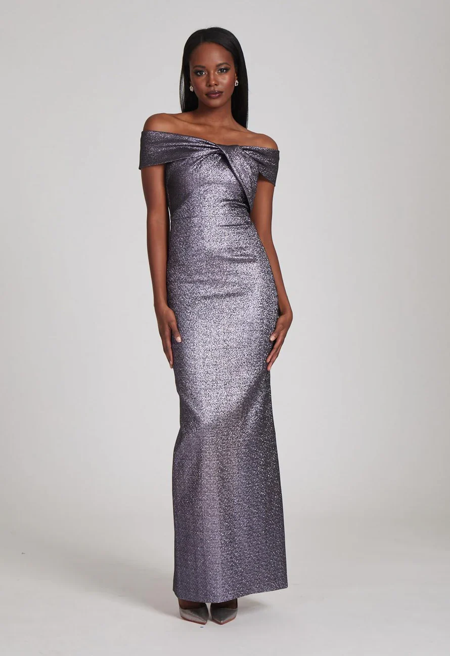Teri Jon Metallic Twist Front Evening Gown 209097 - Image 4