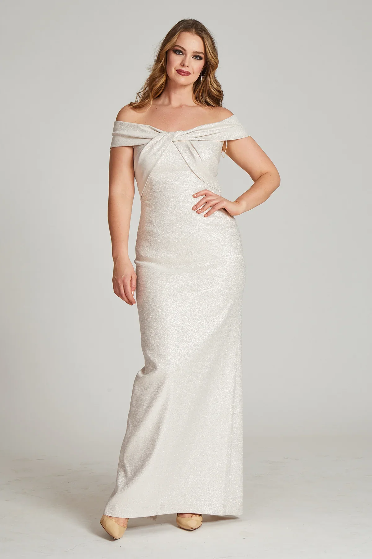 Teri Jon Metallic Twist Front Evening Gown 209097 - Image 5