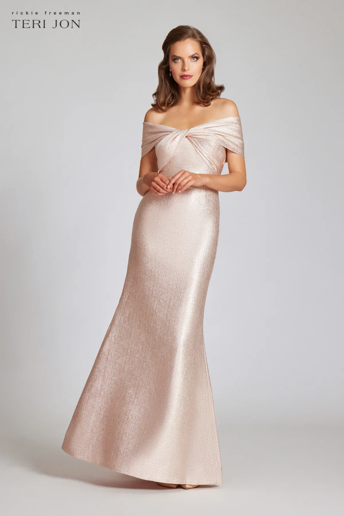 Teri Jon Metallic Twist Front Evening Gown 209097 - Image 6