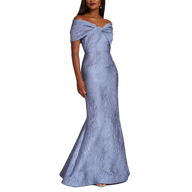 Teri Jon Off the Shoulder Jacquard Evening Dress 206026 - Image 3