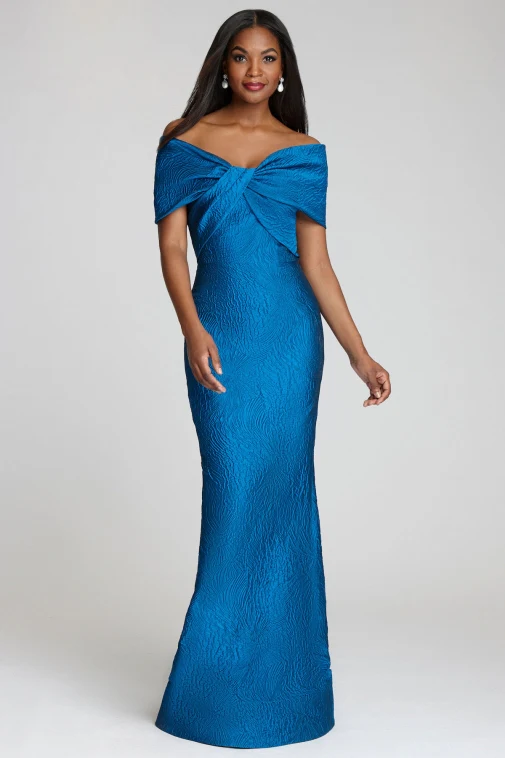 Teri Jon Off the Shoulder Jacquard Evening Dress 206026 - Image 5