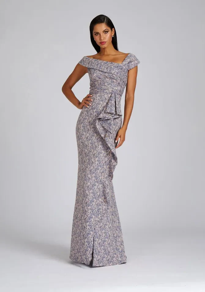 Teri Jon Off the Shoulder Jacquard Evening Dress 229002 - Image 2