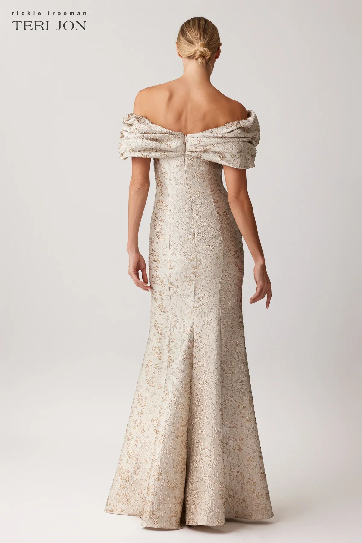 Teri Jon Off The Shoulder Jacquard Evening Gown 247061 - Image 3