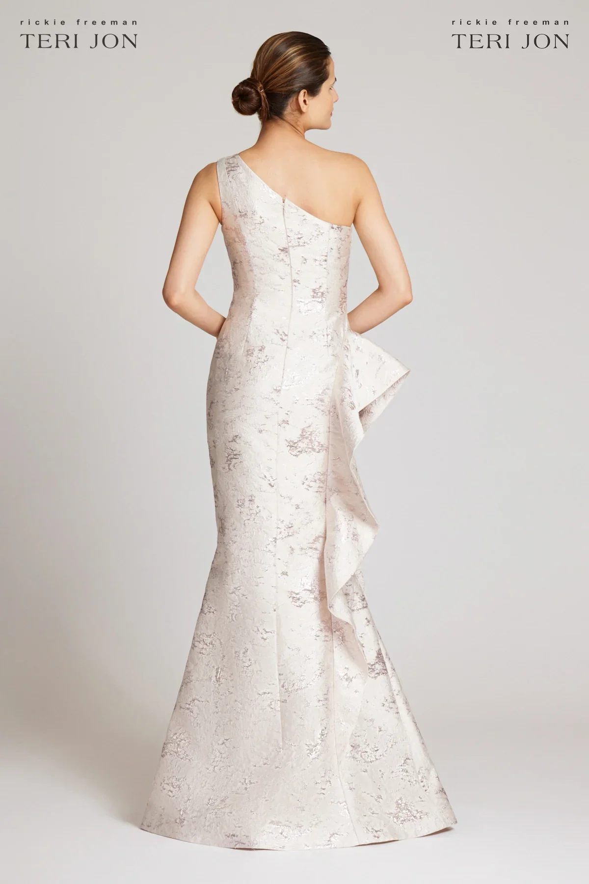 Teri Jon One Shoulder Jacquard Evening Dress 209064 - Image 19