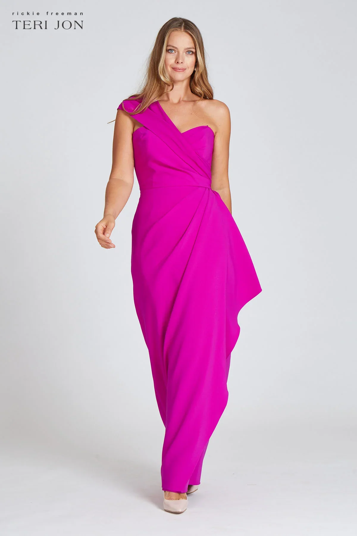 Teri Jon Stretch Crepe Side Drape Gown 219012 - Image 2