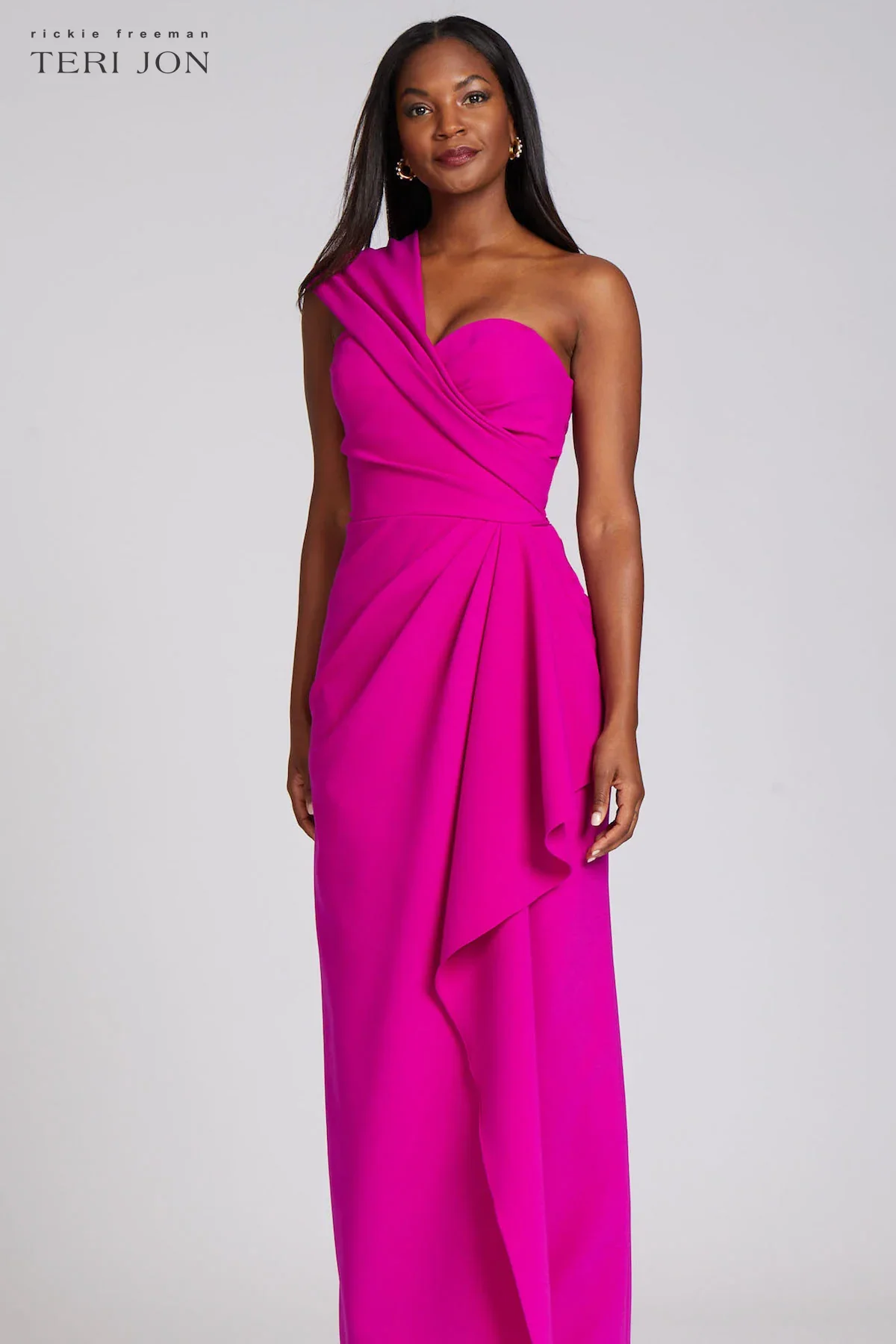 Teri Jon Stretch Crepe Side Drape Gown 219012 - Image 4
